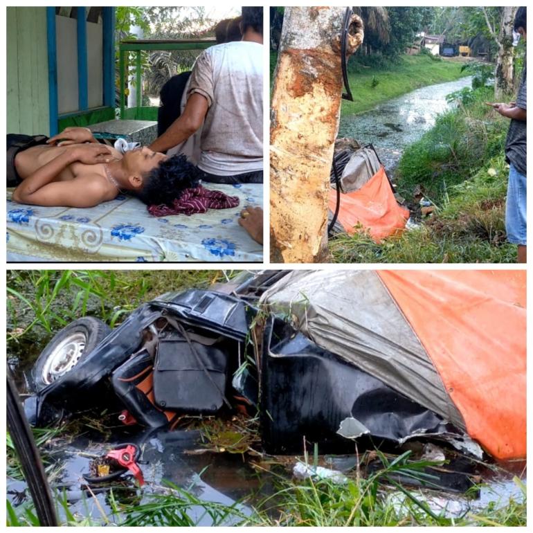 Mobil Pickup Tabrak Pohon di Desa Koto Baru Korban Pingsan 